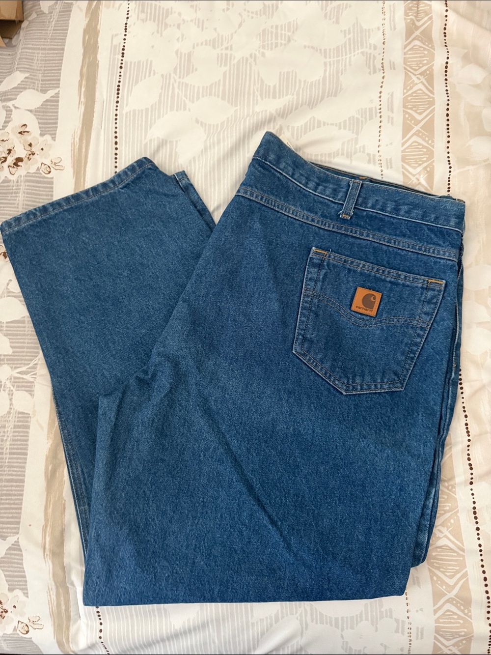 Carhartt Men’s Straight-Leg Jeans in Dark Blue Denim 48 X 30